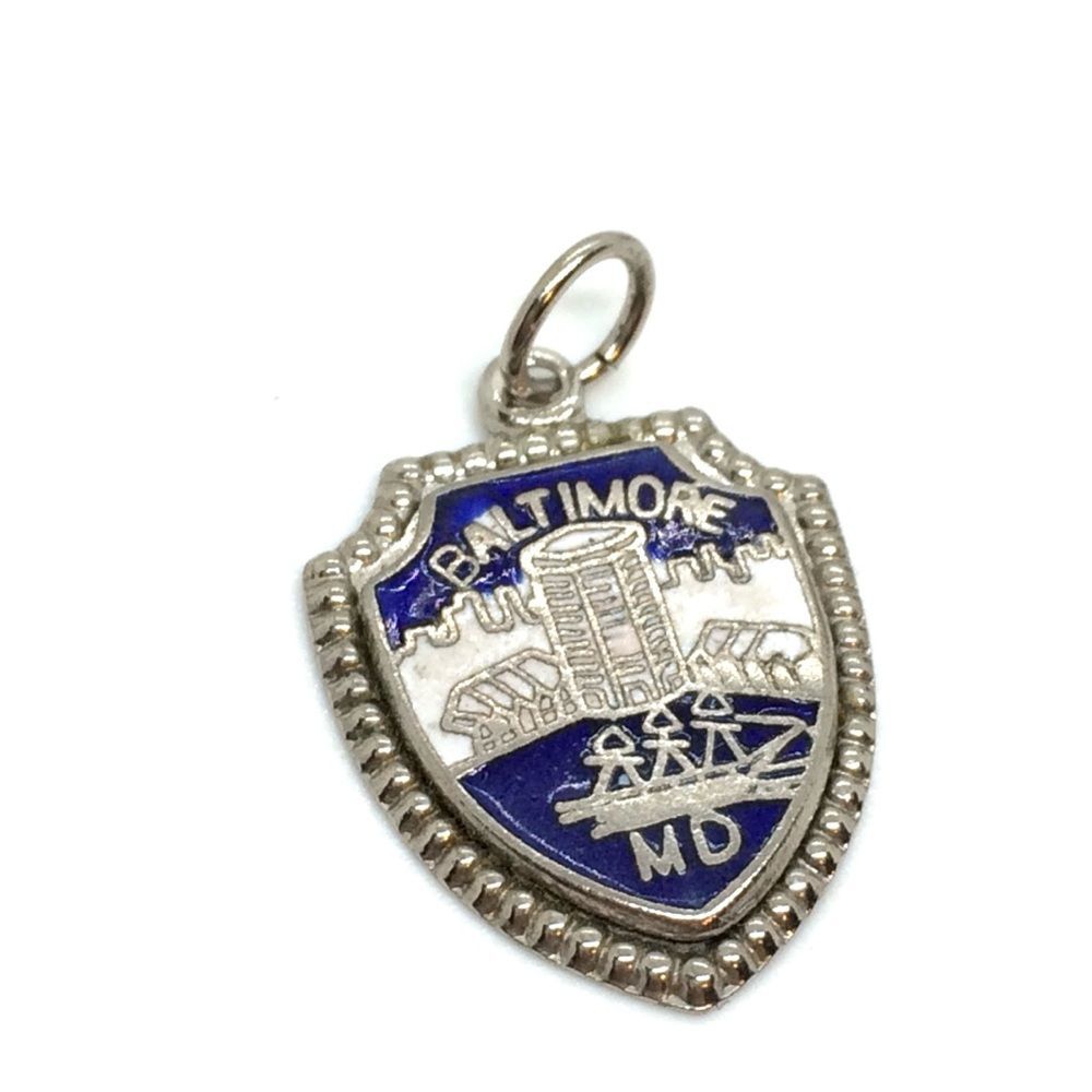 VINTAGE MARYLAND CHARM Pendant Baltimore Souvenir Silver Tone Collectible